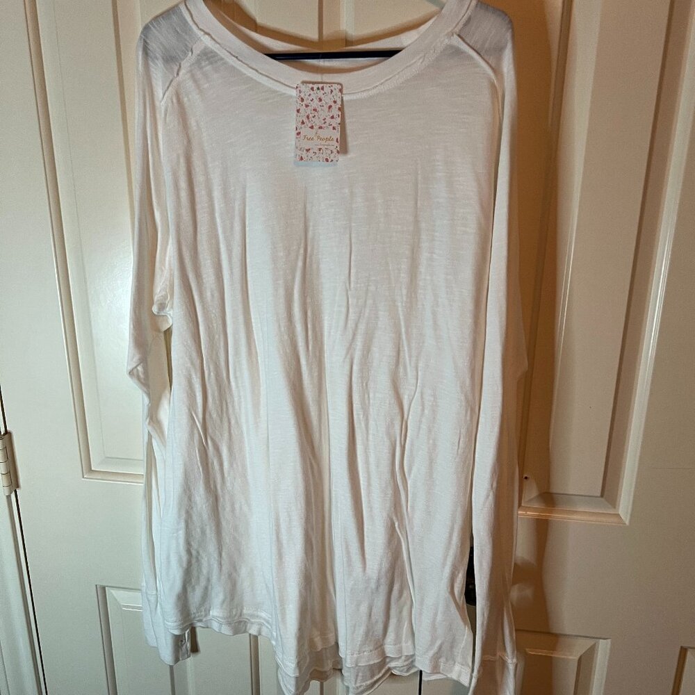 Free People Optic White Tshirt Dress XL